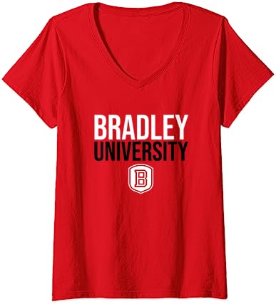 Womens Bradley University Braves Stacked V-Neck T-Shirt Womens Bradley University Braves Stacked V-Neck T-Shirt -Vest Shirt Sales