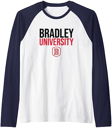 Bradley University Braves Stacked Raglan Baseball Tee Bradley University Braves Stacked Raglan Baseball Tee -Vest Shirt Sales