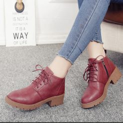 Stacked Heel Lace Up Ankle Boots -Vest Shirt Sales 09a92876 0f45 479a 9e3b dc93ea9d6a2e