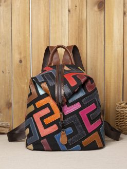 Women Genuine Leather Patchwork Rivet Backpack -Vest Shirt Sales 61614866 6ed5 42e9 8c67 dbd92e6f2be2