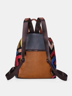 Women Genuine Leather Patchwork Rivet Backpack -Vest Shirt Sales 91537769 3c47 42e5 9105 277140118354