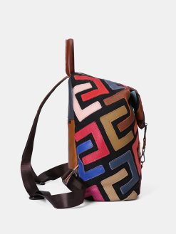 Women Genuine Leather Patchwork Rivet Backpack -Vest Shirt Sales 9d5ee0c7 f4ef 4674 b86e 23ddab2da7d4