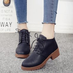 Stacked Heel Lace Up Ankle Boots -Vest Shirt Sales d8bb4add fd14 4eca 9219 0c3755261a32